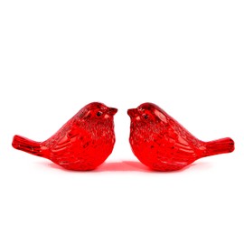 Qianwei 2PCS Crystal Bird Figurine - Handmade Blown Glass Birds Animals Figurines Crystal Office Desk Table Home Decor Paperweight Collectible Figurines (2pcs Red Bird)