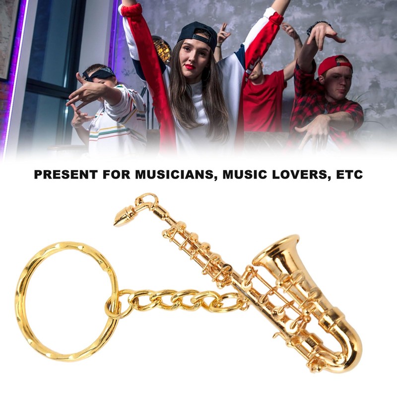 Saxophone Pendant Keychain, Portable, Funny Brass Miniature Saxophone Musical Instrument