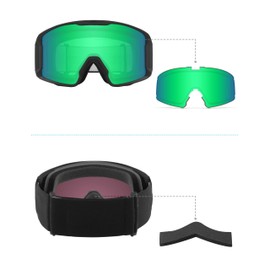 MYCOURAG Anti-fog Ski Goggles Replacement Lenses&Nose Pads for Oakley Line Miner L OO7070 Snow Goggle - Emerald Green