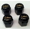 Compatible with Oldsmobile Cutlass Supreme 442 Valve Stem Caps (Black - Black/Gold)