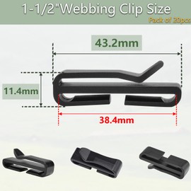 CooBigo 1-1/2" Plastic Webbing Ending Clip, 20 Pack Tactical Molle Belt Clip Hook, Hiking Camping Outdoor Backpack Strap Keeper Clips Slip Clip Buckle Helmet Goggle Strap Clip Replacement