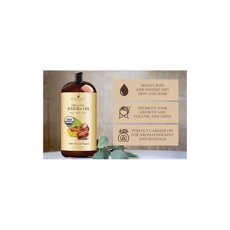 Handcraft Blends Usda Aceite de Jojoba Orgánico - 28 Fl