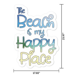 MightySkins Beach is My Happy Place Peel and Stick Art Removable Cute Stylish Funny Cartoon Dorm Room Decor Vinyl Wall Decals Sticker, 24" On Its Longest Side