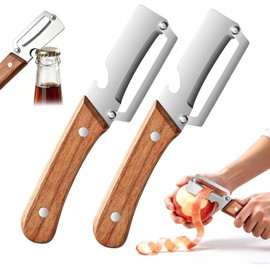 Pelador de Verduras 2 en 1 Profesional – Cuchilla de Acero Inoxidable Ultraafilada, Mango Antideslizante con Abrebotellas, Utensilio de Cocina para Patatas, Zanahorias, Frutas y Verduras (2.0)