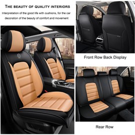 Cscevt 5 Seat Covers for Subaru Outback 2000-2024 Leather Car Seat Covers Waterproof Anti-Slip Soft Car Seat Protectors Comfort Automotive Seat Covers with Airbag（Standard,Black+Orange）