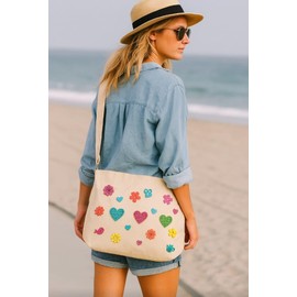 HANDBAG Handmade Artisan Bag MOARA – Exclusive Boho Style with Hand-Painted Wood Appliqués – Sustainable Fashion