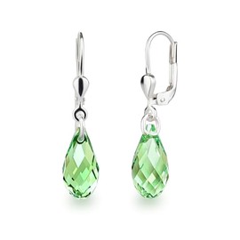 Schöner-SD Earrings 925 Silver with Small Briolett Drops Crystals, Glass