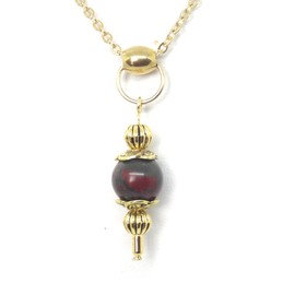 Vintage Style Gold Plated Stainless Steel Choker Necklace for Women with Red Picasso Jasper Pendant
