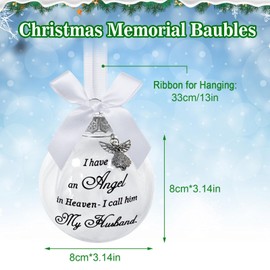 MOTONG Christmas Memorial Baubles Ball ”I Have an Angel in Heaven” Small Angel Plastic Baubles Christmas Bauble Pendant, Mum Dad Son Daughter Husband Hanging Decoration(My Husband)