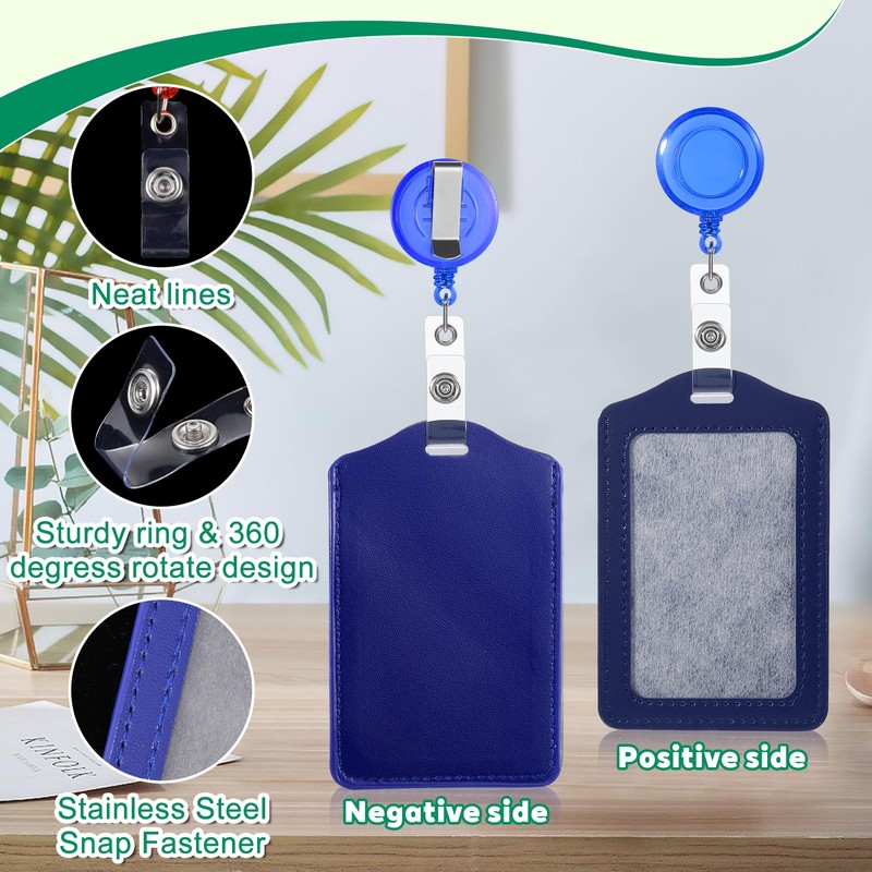 SHENLIU 60 Sets Name Badge Holders with Clip, Multicolor Leather