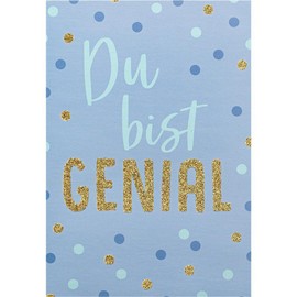 Perleberg - General greeting card from the BlingBling Collection - high-quality card including envelope - stylish greeting cards with "Du bist genial" writing 11.6 x 16.6 cm