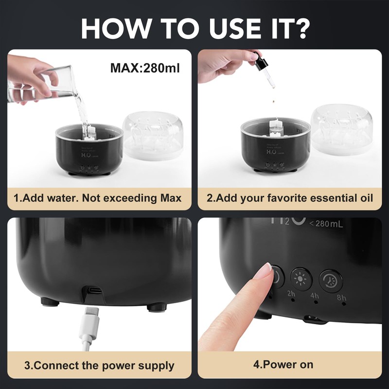 Jellyfish Humidifier Diffuser, 280ml Essential Oil Diffuser with Remote, 7