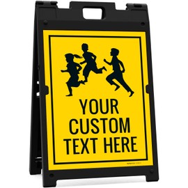Sigo Signs, Custom Children at Play Street Sandwich Board/A Frame Sign Kit, with Two Panel Indoor/Outdoor Sign, 18x24 Inches, with A Frame Stand, Made in USA