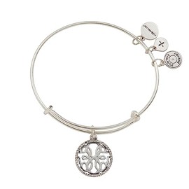 Alex and Ani Path of Life Charm Bangle, Bangle Bracelet, Shiny Silver Finish, 2 to 3.5in