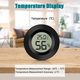 EEEKit Hygrometer Thermometer Digital LCD Monitor Indoor Outdoor Humidity Meter Gauge for Humidifiers Dehumidifiers Greenhouse Basement Babyroom Black Round