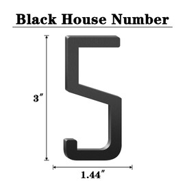 3 Inch Floating Aluminum House Address Numbers Letters, Modern Metal House Numbers for Outside, Black Metal Door Address Letter and Number for Home Garden Office Apartment (5)