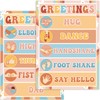 QOUBAI Groovy Classroom Greetings Poster Decor, Classroom Rules Greeting Choice