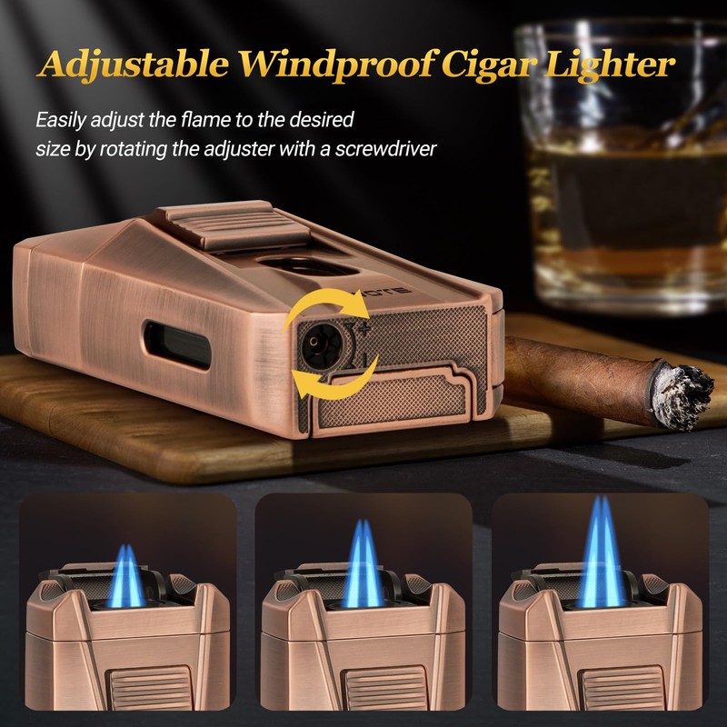 AWOTE Cigar Lighter with Double Jet Flame, Refillable Cigar Torch