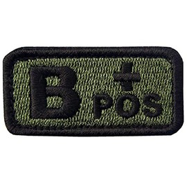 EmbTao Type B Positive Tactical Blood Type Fastener Hook & Loop Patch - Green & Black - 2"x1"