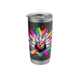 Colorful Bowling Game Day Colorsplash Ball Bowler Women Men Stainless Steel Insulated Tumbler