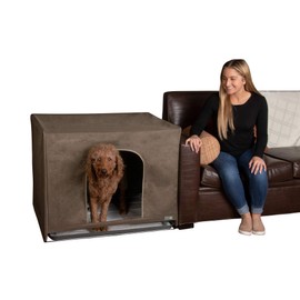 Pet Gear Pro Pawty, Potty Training Aid for Dogs, Discreetly Covers Pee Pads and Grass Patches, Removable Tray Included, Optional Wall Guard Accessory for Extra Protection from Messes, Large, Espresso