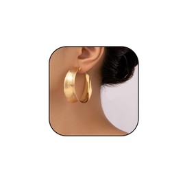 Thick Gold Hoop Earrings for Women Trendy Brushed Gold Filled Hoop Earrings Big Chunky Huggie Hoops Earrings Dainty Gold Jewelry Gift for Girls