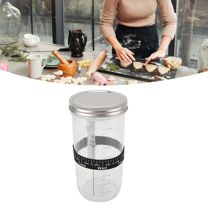 Sourdough Bread Starter Kit 34oz Glass Jar with Lid Date
