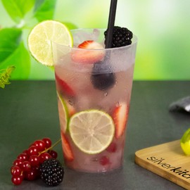 silverkitchen 200 x Plastic Cups 0.4 L Reusable – Reusable Cups 400 ml Plastic, Transparent Clear, Drinking Cup Set Dishwasher Safe, Drinking Cups with Measuring Mark, Made in Germany