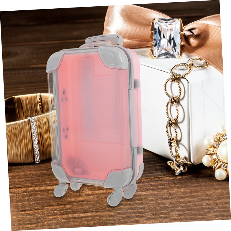 NOLITOY 2pcs Mini Rolling Suitcase Candy Box Plastic Luggage Storage