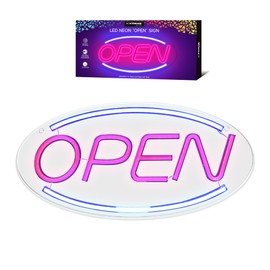 Xtreme Large Neon Open Signs for Business Windows, 17.7” Inch x 8.66” Inch, Flexibles Silicone LED Open Sign, Ultra Bright High Visibility Electric Light Up Sign, 4.8 ft USB Cord, Commercial Open Sign