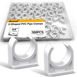 Mrosnail 100 Pcs U-Shaped PVC Pipe Clamps, 20mm White Clips for 1/2" Water Pipes, Durable Support & Easy Installation