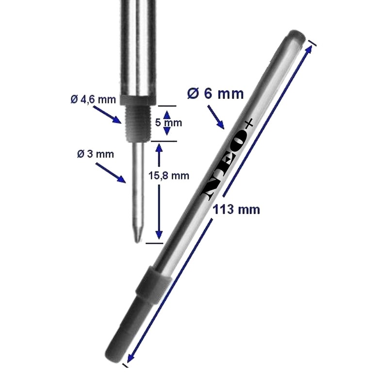 NEO+ 5 x Pen Refills Compatible with Mont Blanc Rollerball