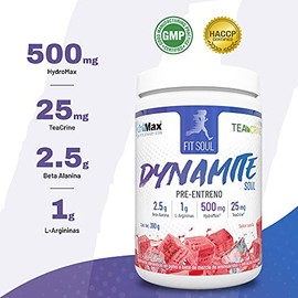 Pre entreno Fit Soul Dynamite Soul Suplemento Pre-Workout 30 servicios Extractos Naturales, Cafeina Natural, Hydromax, Teacrin, extrema...            