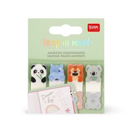 Legami - Keep in Mind Page Markers, 80 Page Marker Stickers (20x4), Writeable and Removable Stickers, Cute Animals, 7 x 5.5 cm