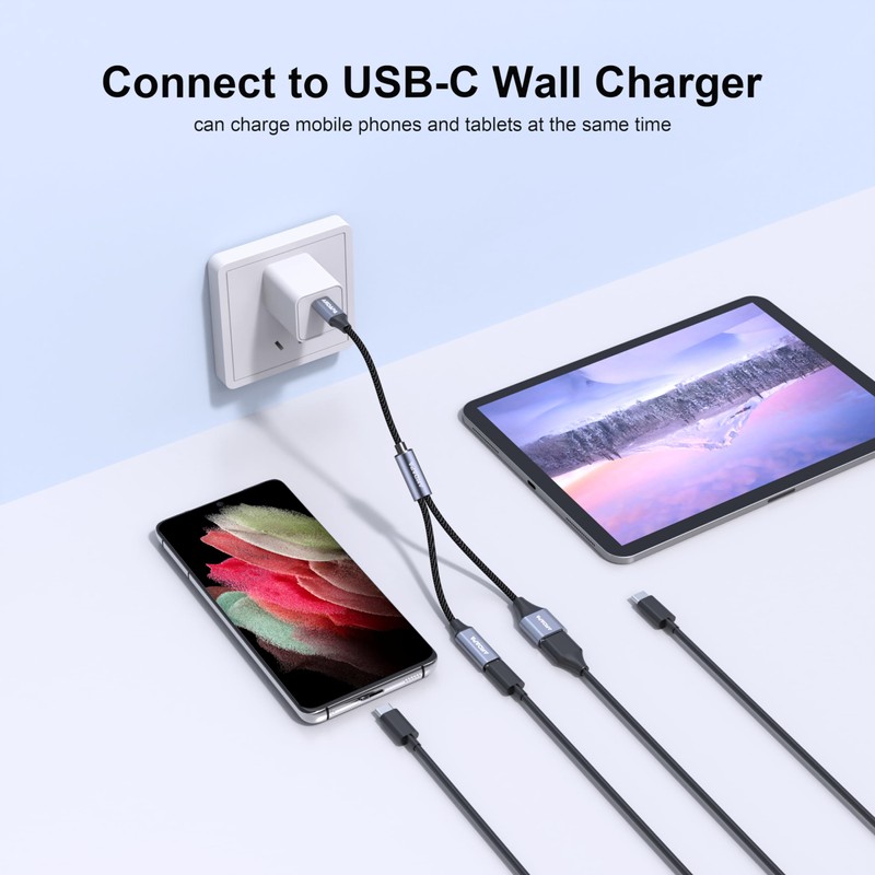 ANDAPA Adaptador USB C a Dual USB, Divisor USB C