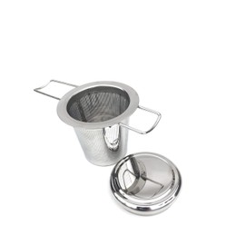 Infusor de té de hojas sueltas de acero inoxidable con tapa y cesta para té de hierbas