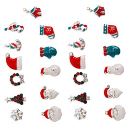 Outanaya Christmas Nail Art Charms Alloy Santa Snowman Tree for Holiday Nail Art Accessories Durable Vibrant Compartment Box