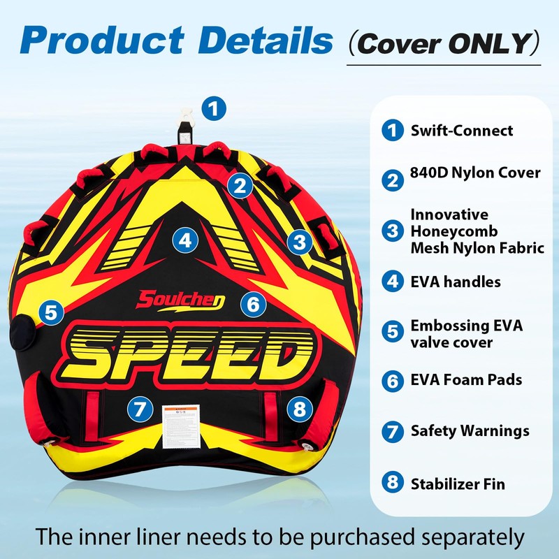 Soulchen Towable Tube Replacement Nylon Cover 1-3 Rider Models Towable