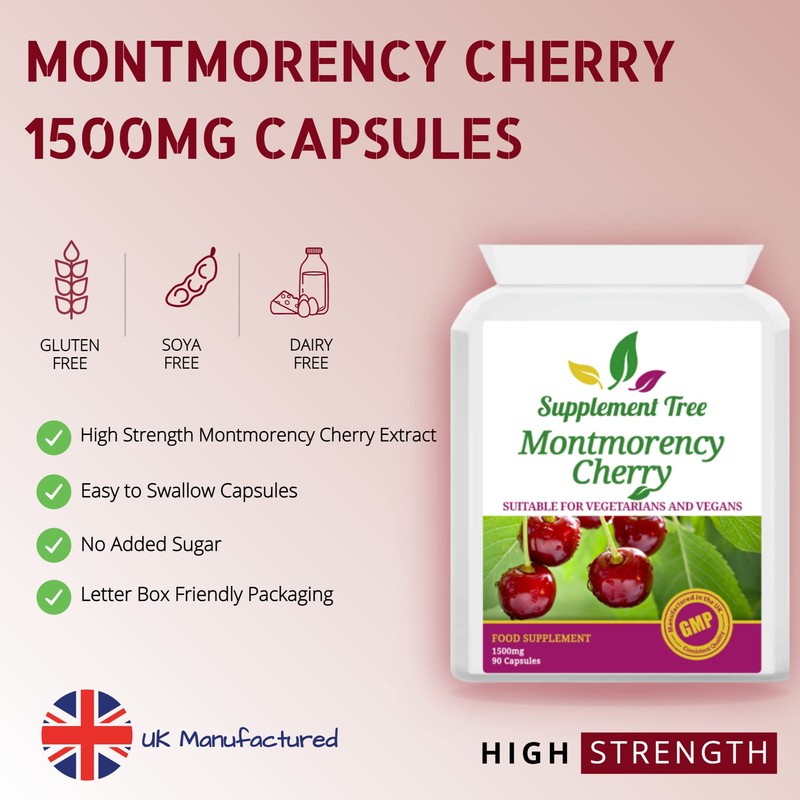 Montmorency Cherry Capsules 1500mg - 90 Vegan Capsules - High