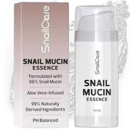 Snail Mucin 96% Serum Essence with Aloe, High Concentration Snail Secretion Filtrate, 99% Naturally Derived Ingredients, baba de caracol original,100ml Air Pump, Korean Skin Care