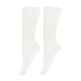 Gvhntk Slouch Socks Women 80s 90s Scrunch Socks Extra Long Slouchy Sock Knee High Sock, White, Medium