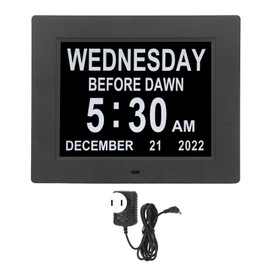 8inch Digital Day Calendar Clock Alarm Reminders 8 Languages Large HD Display Elderly Digital Clock 110‑240V US Plug