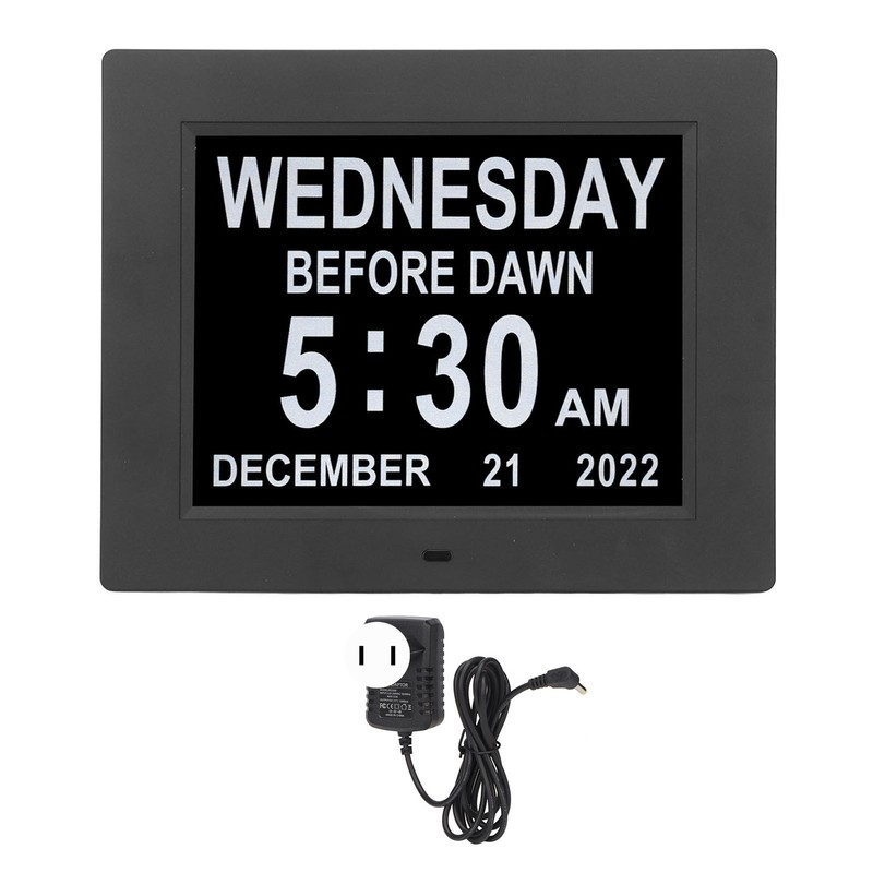 8inch Digital Day Calendar Clock Alarm Reminders 8 Languages Large