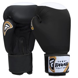 Farabi Boxing Gloves Real Leather Target Series (Black, 12-oz)