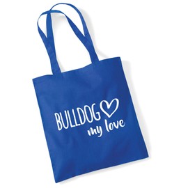 Huuraa Tote Bag Bulldog my love Geschenk 10 Liter Bright Royal Baumwolle Bulldog Mitbringsel