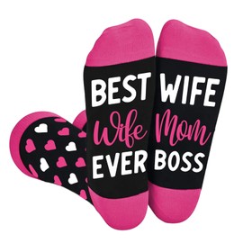 Women's Novelty Socks, Funny Valentines Day Gifts for Women, Heart Print Socks for Her Girlfriend Wife Mom Friends Coworkers, Mothers Day Christmas Anniversary Engagement Honeymoon Romantic Gifts