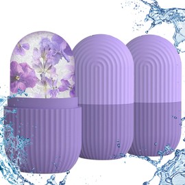 3pcs Senbaler Ice Cube Roller for Face,Eye,Silicone,Reusable Facial Massager Ice Mold,Brighten Skin Enhancing Natural Glow,De-Puff Eye Bags,Reduce Migraine Pain (Purple)