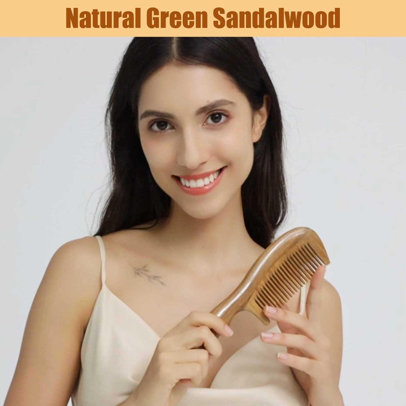 Grehge Wooden Comb with Handle Wood Comb for Women Hair