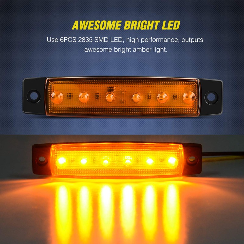 Nilight TL-14 10PCS 3.8” 6 Amber Indicator Rear Side Truck