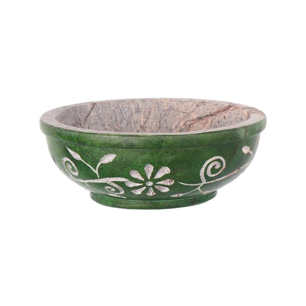 NKlaus Green Soapstone Incense Bowl Diameter 10 cm - Handmade